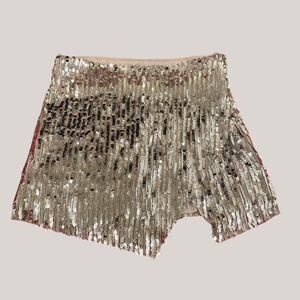 Free People 4 Sequin Mini Skirt | Silver Nude Fairy Hem Party Skirt NWOT